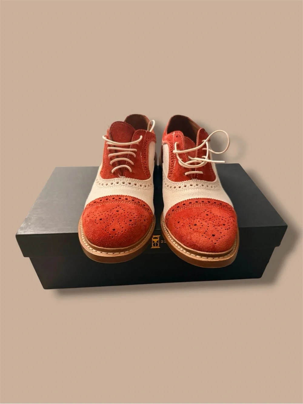 New! Allen Edmonds Custom Strand Sneakers Orange White Suede Wingtip Design (9)